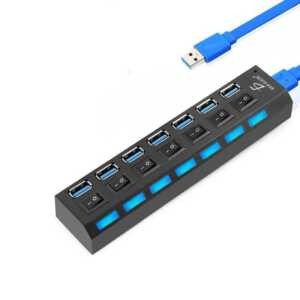 Hub Usb 3.0 Alta Velocidad 7 Puertos Multipuerto Switch Led