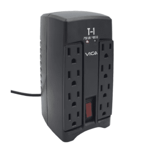 Regulador electrónico vica de voltaje con 4 tomas reguladas y 4 tomas con supresor de picos 750va o 400w / t-1