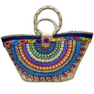 Bolsa de Palma con cinta de mezclilla y bordada pintada a mano