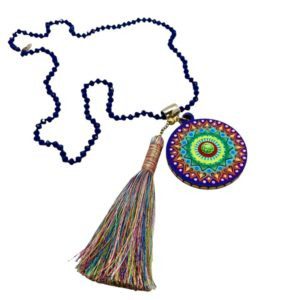 Collar largo Circular con ojo hecho a mano pieza única mexican boho