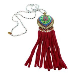 Collar Largo Corazón hecho a mano pieza única mexican boho