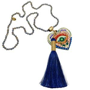 Collar largo Corazón hecho a mano pieza única mexican boho
