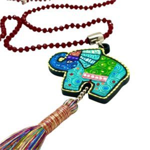 Collar largo Elefante hecho a mano pieza única mexican boho