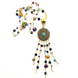 Collar largo con círculo hecho a mano pieza única mexican boho