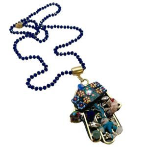 Collar largo Hamsa hecho a mano pieza única mexican boho