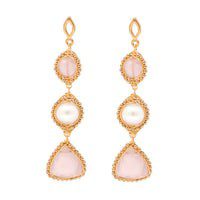 Arete Roxxana Cuarzo Rosa y Perla