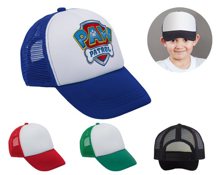 GORRA PARA NIÑOS TRUCKER FRENTE BLANCO MALLA DE CO...