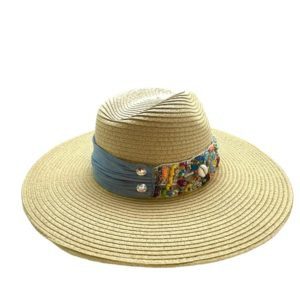 Sombrero con cinta bordada de mezclilla azul claro